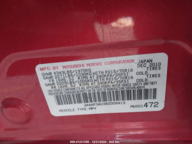 2011 MITSUBISHI OUTLANDER SPORT JA4AP3AU3BZ008413 Photo 8