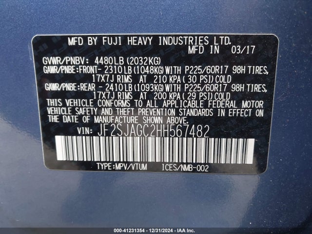 Subaru Forester 2.5i Premium 2017 JF2SJAGC2HH567482 Image 9