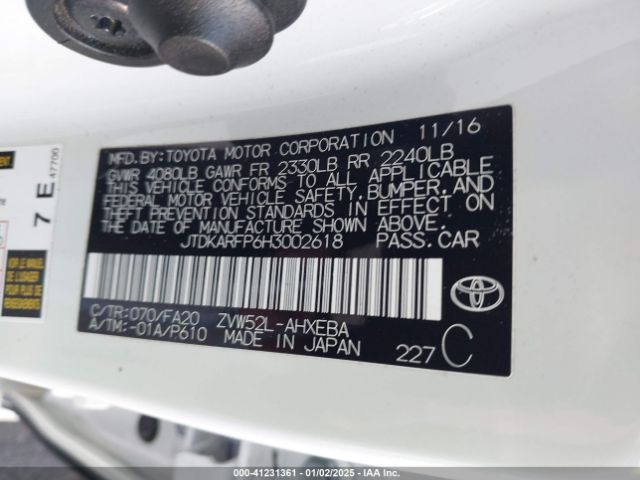 JTDKARFP6H3002618 Toyota Prius Prime Plus