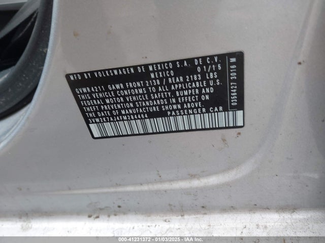 3VW2K7AJ4FM284464 Volkswagen Jetta 2.0l S