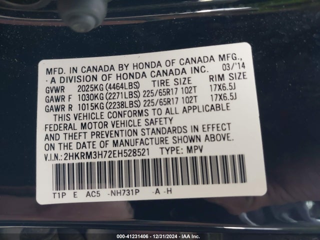 Honda Cr-v Ex-l 2014 2HKRM3H72EH528521 Image 9