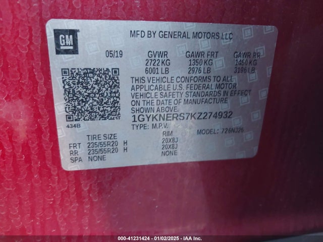 2019 CADILLAC XT5 1GYKNERS7KZ274932 Photo 8