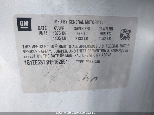 Chevrolet MALIBU 1LT 2017 1G1ZE5ST6HF162651 Image 9