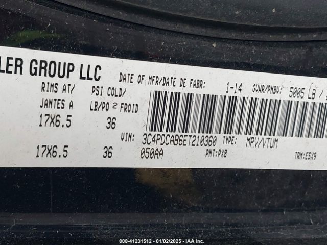 3C4PDCAB6ET210360 Dodge Journey Cvp/se Plus
