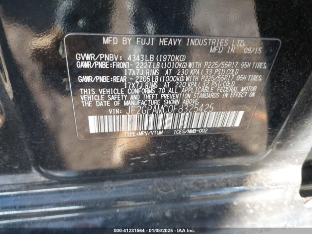 JF2GPAMC0F8325425 Subaru Xv Crosstrek 2.0i Limited