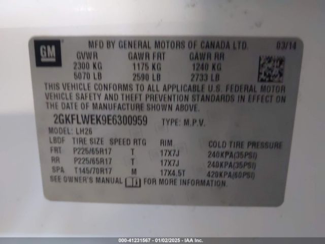 2GKFLWEK9E6300959 GMC Terrain Sle-2