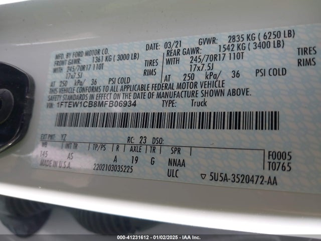 Ford F-150 Xl 2021 1FTEW1CB8MFB06934 Image 9