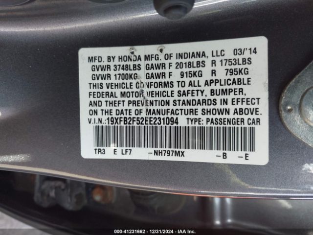 19XFB2F52EE231094 Honda Civic Lx