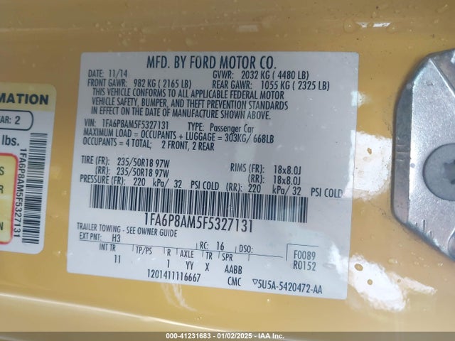 Ford Mustang V6 2015 1FA6P8AM5F5327131 Image 9
