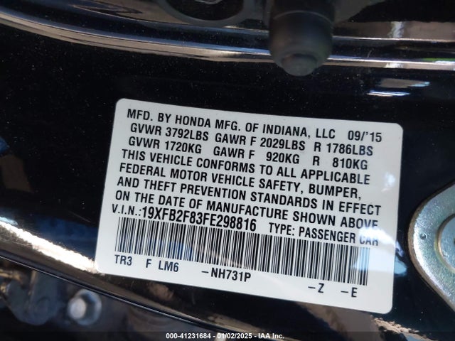 Honda CIVIC EX 2015 19XFB2F83FE298816 Image 9