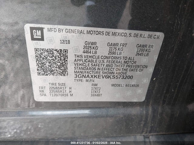 3GNAXKEV6KS573200 Chevrolet EQUINOX LT