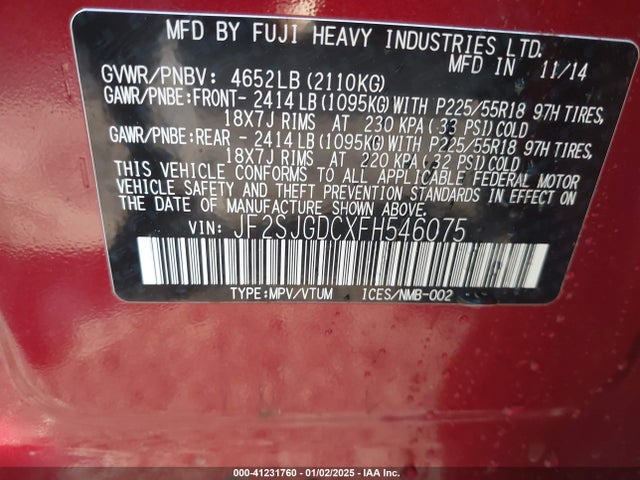 JF2SJGDCXFH546075 Subaru Forester 2.0xt Premium