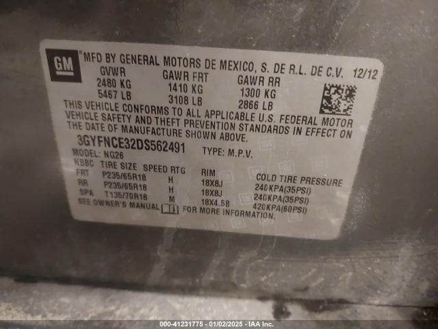 2013 CADILLAC SRX 3GYFNCE32DS562491 Photo 8