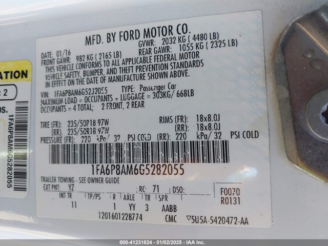 Ford Mustang V6 2016 1FA6P8AM6G5282055 Image 9