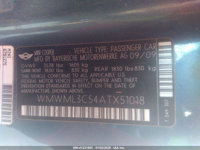 2010 MINI COOPER CLUBMAN WMWML3C54ATX51018 Photo 8