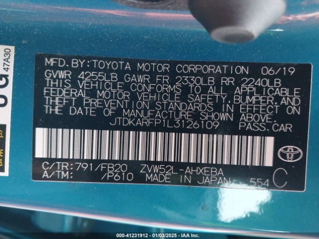 JTDKARFP1L3126109 Toyota Prius Prime Le