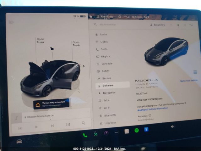 5YJ3E1EB3NF163989 Tesla Model 3 Long Range Dual Motor All-wheel Drive
