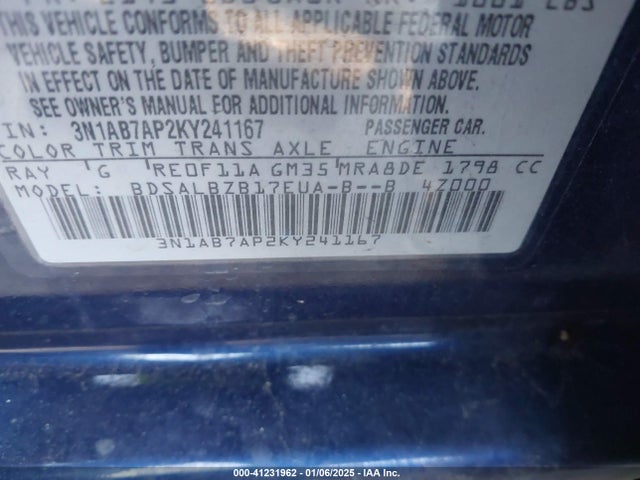 Nissan SENTRA S 2019 3N1AB7AP2KY241167 Image 9