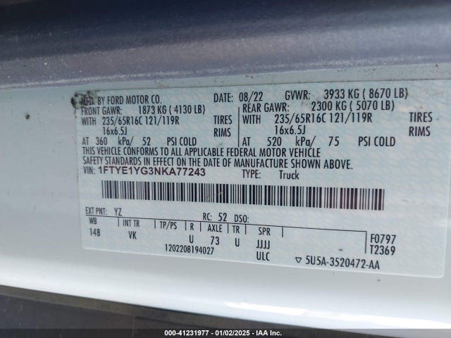 Ford Transit-150 2022 1FTYE1YG3NKA77243 Image 9