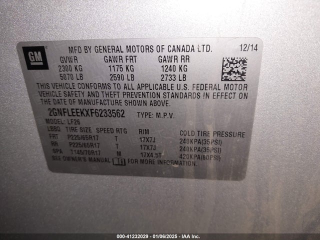 Chevrolet EQUINOX LS 2015 2GNFLEEKXF6233562 Image 9