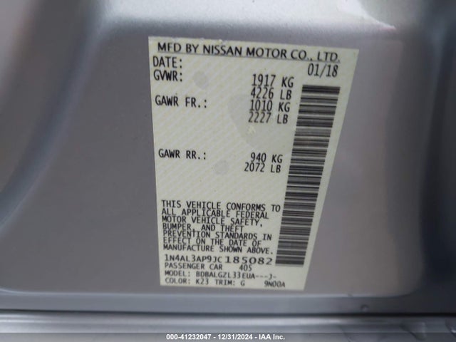 Nissan Altima 2.5 S 2018 1N4AL3AP9JC185082 Image 9