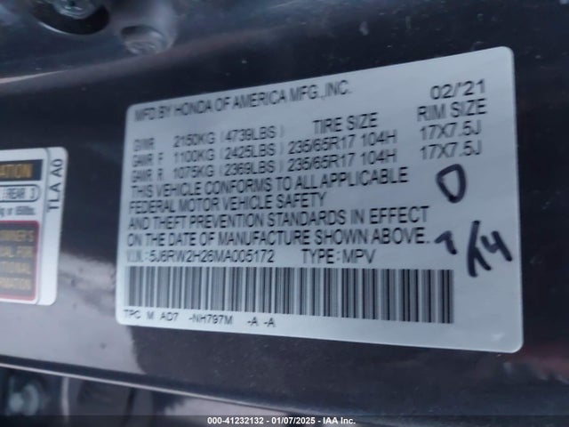 Honda l15be 2021 5J6RW2H26MA005172 Image 9