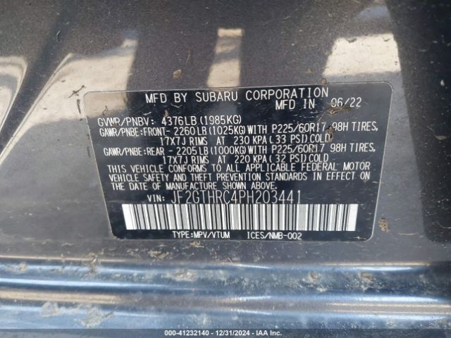 JF2GTHRC4PH203441 Subaru Crosstrek Sport