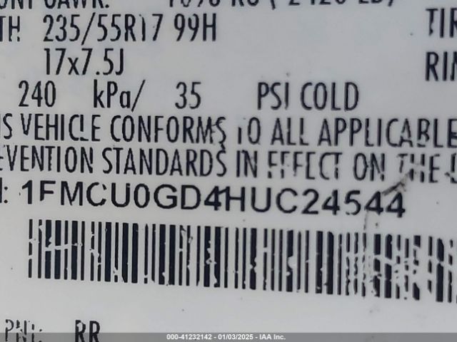 1FMCU0GD4HUC24544 Ford ESCAPE SE