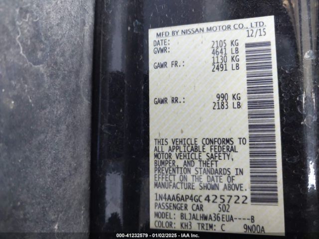 1N4AA6AP4GC425722 Nissan Maxima 3.5 Platinum