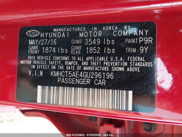 Hyundai ACCENT SE 2016 KMHCT5AE4GU296196 Image 9