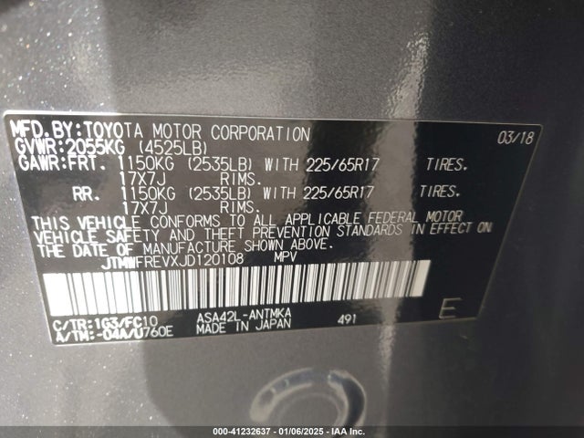 JTMWFREVXJD120108 Toyota Rav4 Adventure/xle