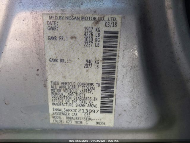 1N4AL3APXJC213097 Nissan Altima 2.5 Sl