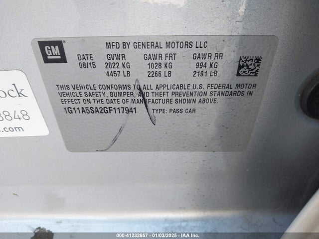 Chevrolet Malibu Limited 1fl 2016 1G11A5SA2GF117941 Image 8