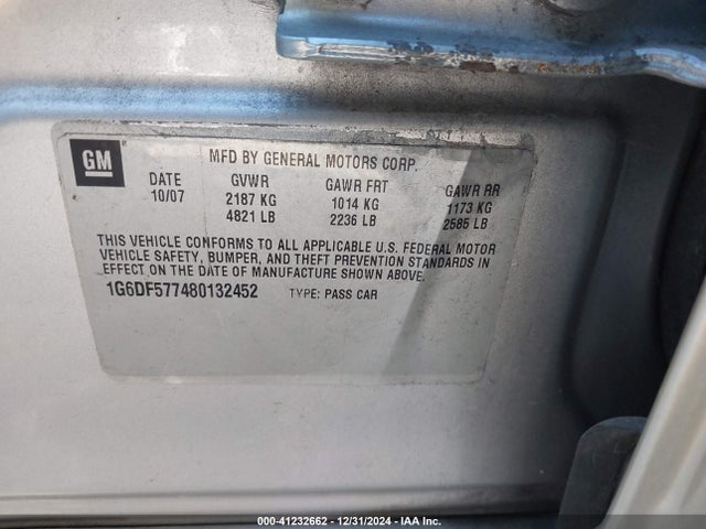2008 CADILLAC CTS 1G6DF577480132452 Photo 8