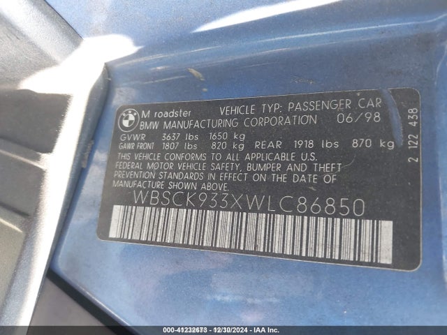 1998 BMW M WBSCK933XWLC86850 Photo 8