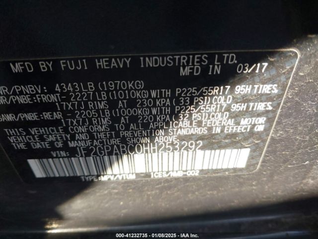 JF2GPABC0HH253292 Subaru Crosstrek 2.0i Premium