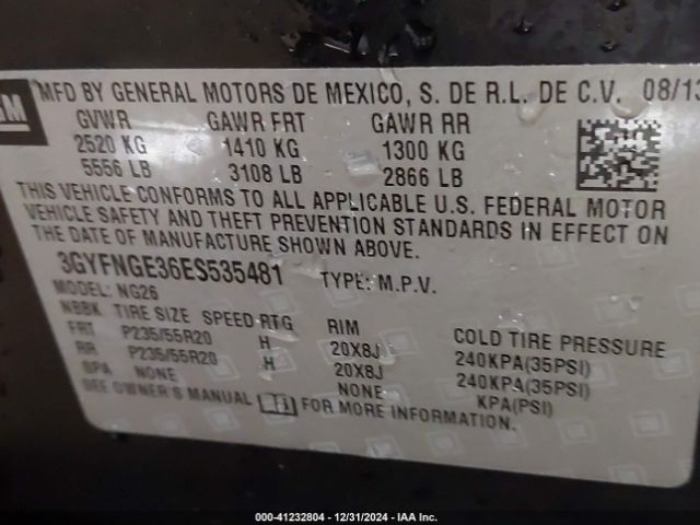 3GYFNGE36ES535481 Cadillac Srx Premium Collection