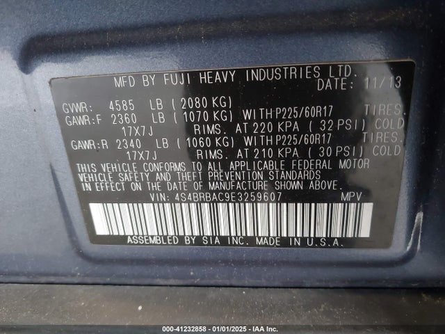 4S4BRBAC9E3259607 Subaru Outback 2.5i