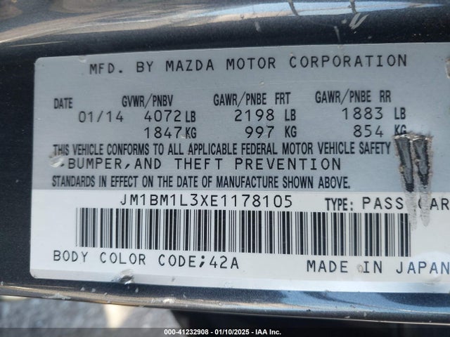 JM1BM1L3XE1178105 Mazda Mazda3 S Touring