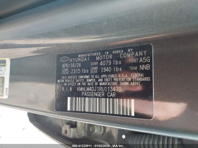 KMHLM4DJ1RU113470 Hyundai Elantra Hybrid Blue