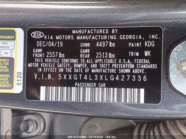 5XXGT4L3XLG427336 KIA Optima Lx