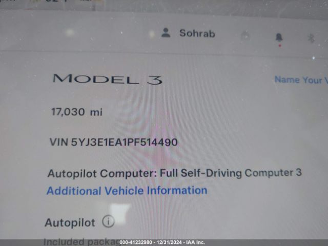 5YJ3E1EA1PF514490 Tesla Model 3 Rear-wheel Drive