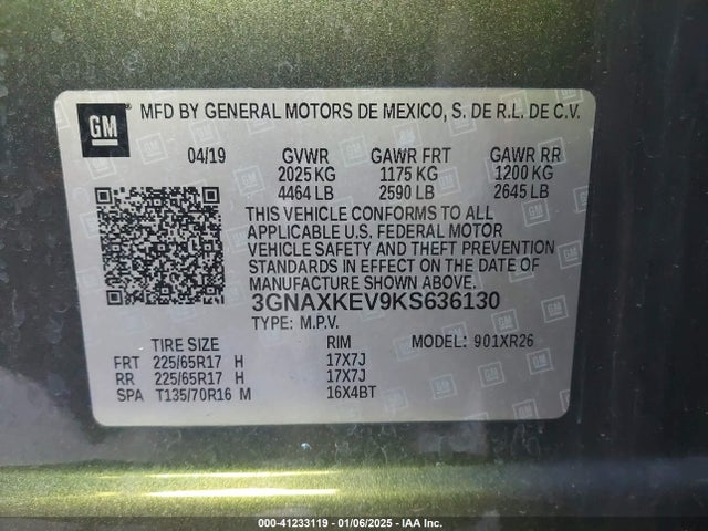 Chevrolet EQUINOX LT 2019 3GNAXKEV9KS636130 Image 9