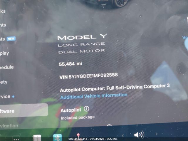 5YJYGDEE1MF092558 Tesla Model Y Long Range Dual Motor All-wheel Drive