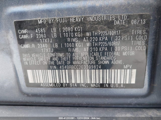 4S4BRBCC2E3209824 Subaru Outback 2.5i Premium