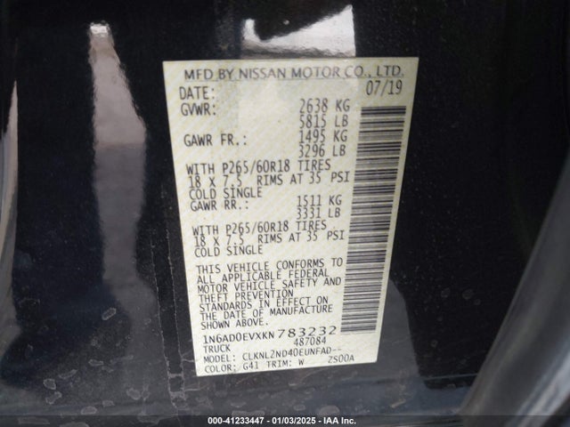 Nissan Frontier Sv 2019 1N6AD0EVXKN783232 Image 9