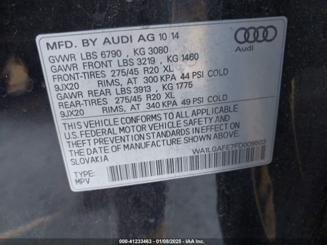 WA1LGAFE7FD009503 Audi Q7 3.0t Premium