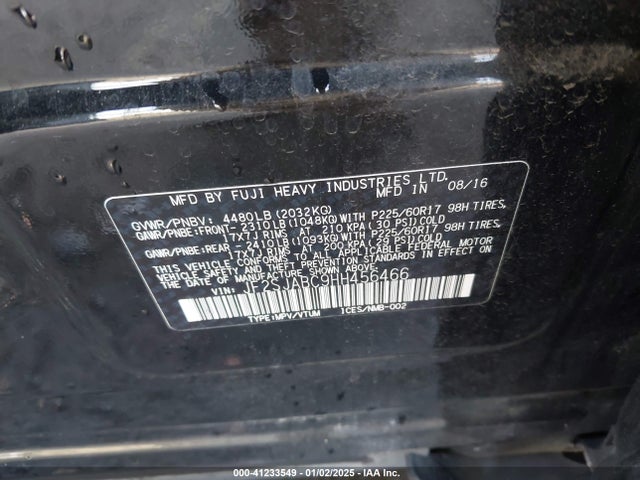JF2SJABC9HH456466 Subaru Forester 2.5i