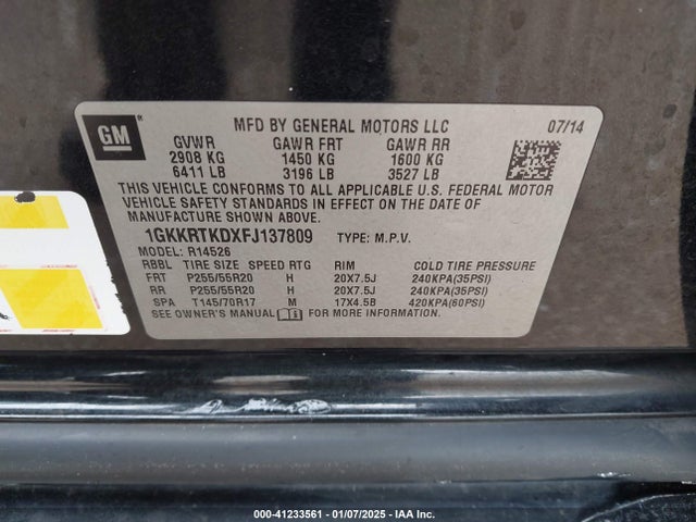 GMC Acadia Denali 2015 1GKKRTKDXFJ137809 Image 9