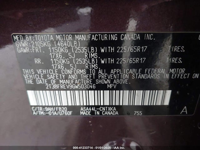 Toyota RAV4 LE 2016 2T3BFREV9GW503046 Image 9